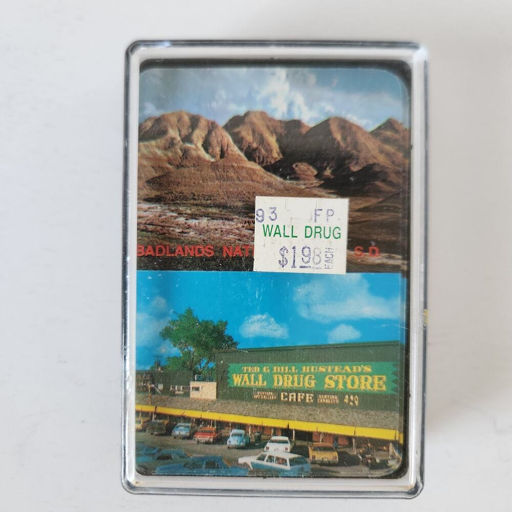 VTG Badlands Wall Drug South Dakota Playing Cards Souvenir Deck Plastic Case